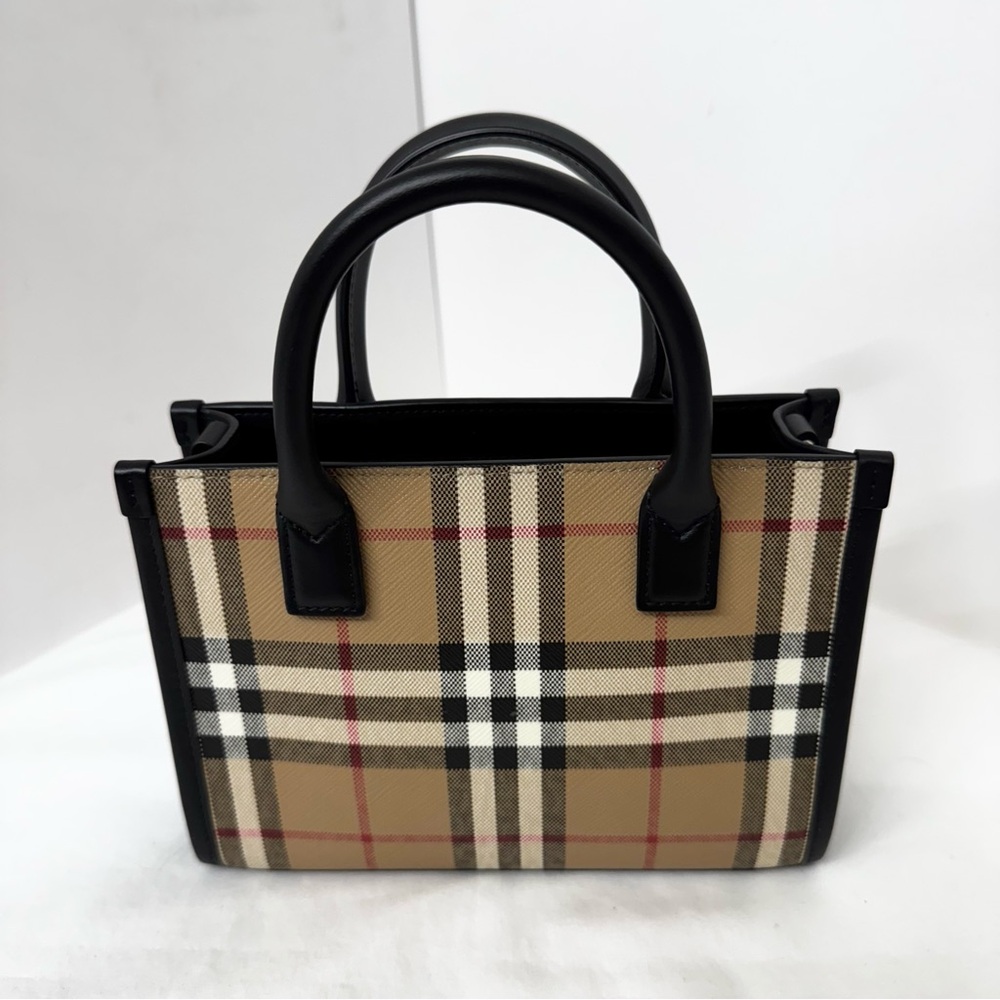 Burberry Checkered Black and Tan Satchel